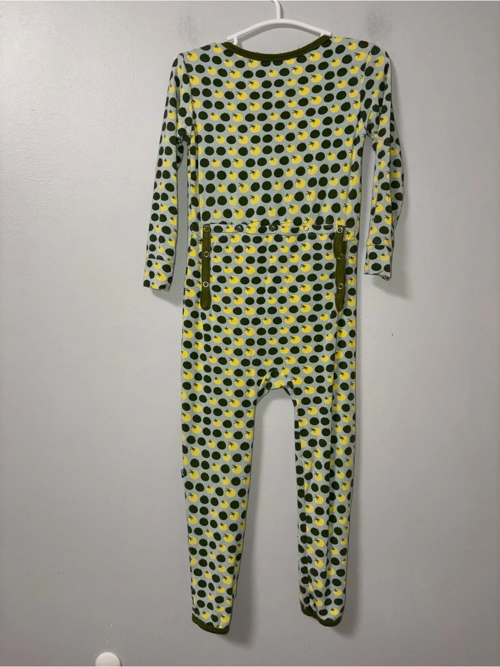 Kickee Pants Aloe Tomatoes Green & Yellow Footless Bamboo Zippy 4T Unisex